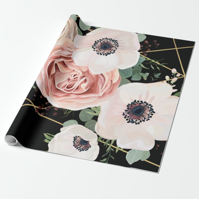 60lb som slår in geometrisk trädgårdsvart för presentpapper (Utrullad)