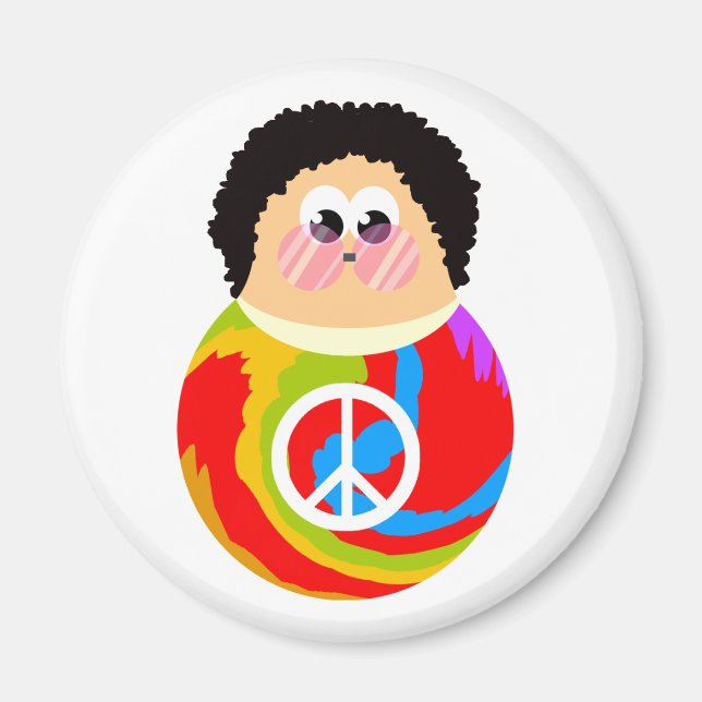 60's Child Funny Tecknad Peace Kid Magnet (Framsidan)