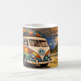 60s Retro Traveler Hippie Bus Camper Van Lake Life Kaffemugg