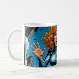 60s Scifi Woman running from Alien Robot Kaffemugg