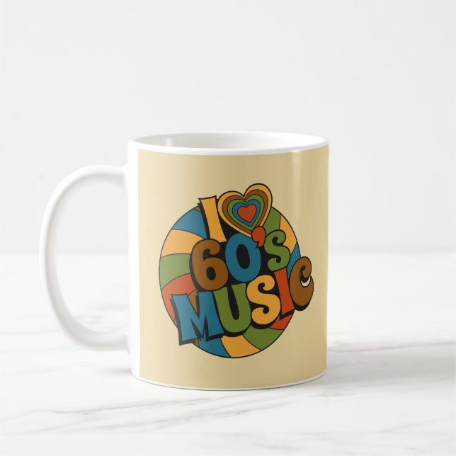 60s Themed Music Retro Groovy Vintage Kaffemugg (Vänster)