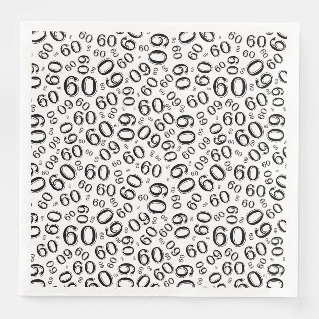 60th Age Random Number Pattern Black/White Pappersservett (Framsida)