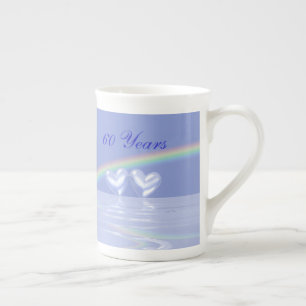 60th Årsdagdiamanthjärtor Benporslin Mugg