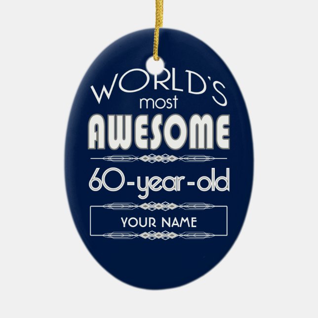 60th Bäst sagolik mörk för födelsedagvärldar - Julgransprydnad Keramik (Framsidan)