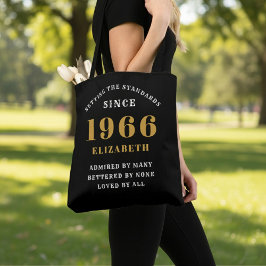 60th Birthday 1966 Black Gold For Her Personalized Tygkasse