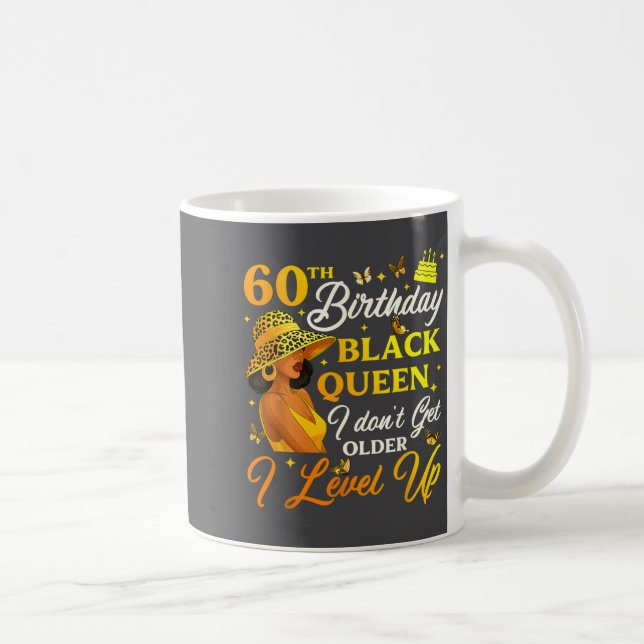 60th Birthday Black Queen Level Up Emwering For Wo Kaffemugg (Höger)