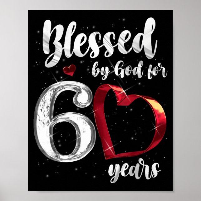 60th Birthday Blessed By God For 60 Years Birthday Poster (Framsidan)