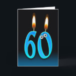 60th Birthday Candles Kort<br><div class="desc">Eyeballs on a 60th candle with gradient background.</div>