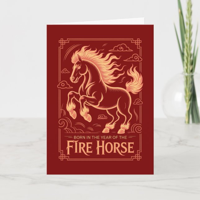 60th Birthday Fire Horse Chinese Zodiac 2026 Lunar Kort (Framsida)