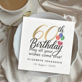 60th Birthday Gold Script Modern Chic Typography Pappersservett