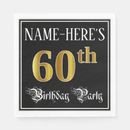 60th Birthday Party — Fancy Script, Faux Gold Look Pappersservett