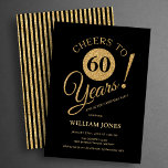 60th Birthday Party Gold Black Inbjudningar<br><div class="desc">Cheers to 60 years! 60th birthday party invitation in black and faux glitter gold. Simple modern design,  perfect for an elegant men's or women's bday celebration. Customize with your own details. Can be personalized into any age! Printed Zazzle invitations or instant download digital printable template.</div>