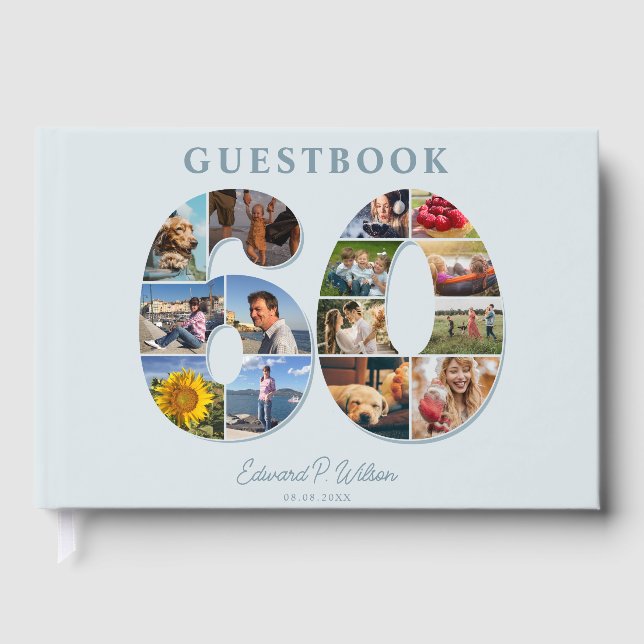 60th Birthday Photo Collage Milestone Guestbook Gästböcker (Framsida)
