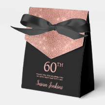 60th Birthday Rose Gold Thank You Favor Box