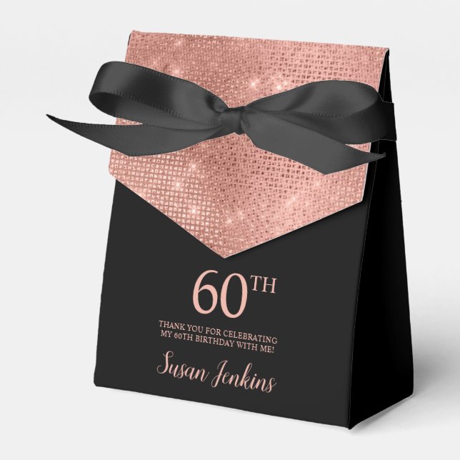 60th Birthday Rose Gold Thank You Favor Box Presentaskar (Framsidan Sidan)