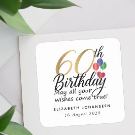 60th Birthday Script Gold Typography Milestone Fyrkantigt Klistermärke