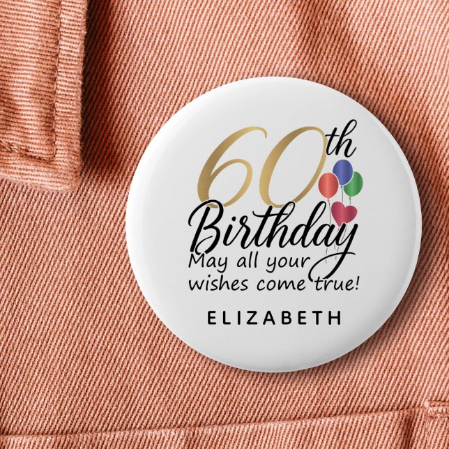 60th Birthday Script Typography Milestone Classic  Knapp (Skapare uppladdad)
