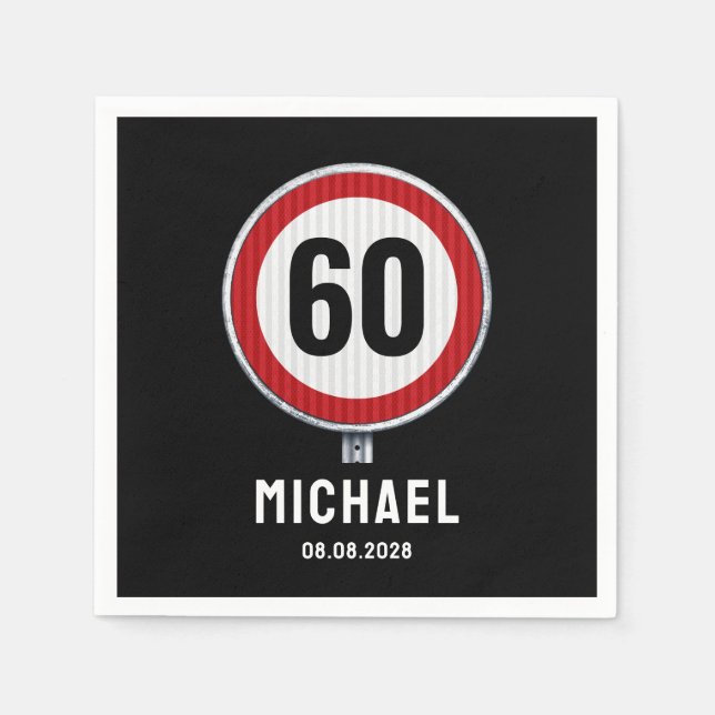 60th Birthday Speed Limit Sign - ANY AGE Pappersservett (Framsidan)