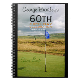60th Bok för gäst för födelsedagfirandeGolf Anteckningsbok