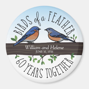 60th Bröllopsdag bluebirds av en fjäder Magnet