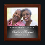 60th Diamond Anniversary Damask Photo Minnesask<br><div class="desc">This beautiful lacquered Jewelry or Trinket Box is adorned with our beautiful Wedding Anniversary Collection designs and holds the anniversary couple's photograph, date of their Diamond Anniversary and their names. A lovely way to cherish the memories you made celebrating 60-years together. A beautiful gift for the husband to give his...</div>