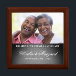 60th Diamond Anniversary Damask Photo Minnesask<br><div class="desc">This beautiful lacquered Jewelry or Trinket Box is adorned with our beautiful Wedding Anniversary Collection designs and holds the anniversary couple's photograph, date of their Diamond Anniversary and their names. A lovely way to cherish the memories you made celebrating 60-years together. A beautiful gift for the husband to give his...</div>