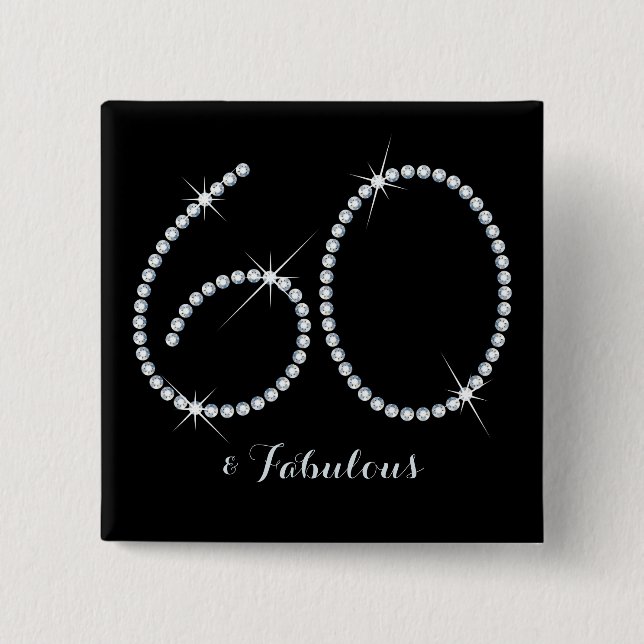 60th födelsedag för FauxRhinestone Knapp (Framsida)
