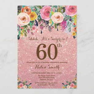 60th födelsedag för rosa guld- överrrakning för inbjudningar