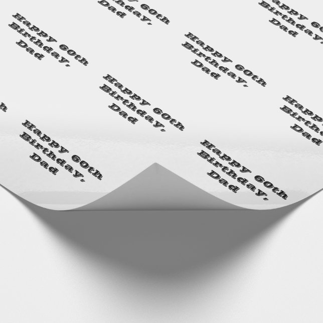 60th Födelsedag-, pappa-, svart- & vitgåvaomslag Presentpapper (Hörn)