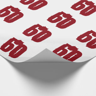 60th Födelsedag röd text på white. Presentpapper