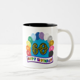 60th Grattis på födelsedagenballongMerchandise Två-Tonad Mugg