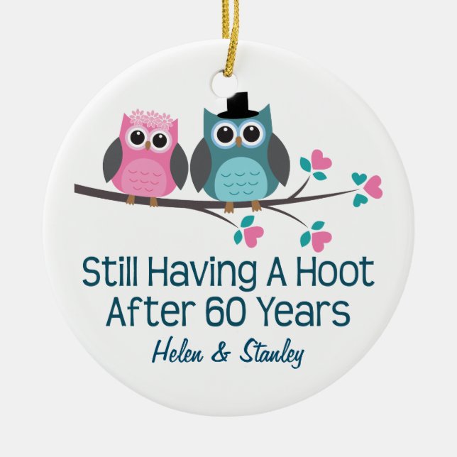 60th Idé för årsdagpersonliggåva Julgransprydnad Keramik (Framsidan)