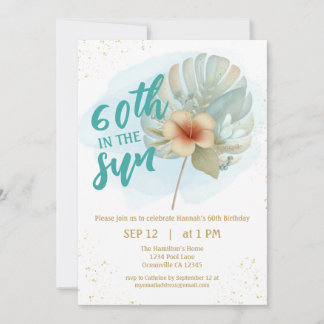 60th In The Sun Summer Birthday Invitation Inbjudningar