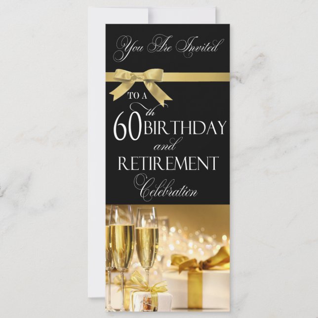 60th Inbjudan för födelsedagpensionkombination (Framsida)