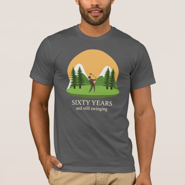 60th Sextio år för födelsedag och svängande Golf T Shirt (Framsida)
