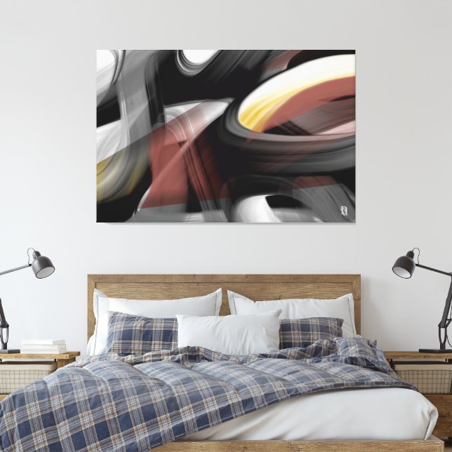 60x40" Trend Abstract Art Black White Powdery Canvastryck (Insitu (sovrum))