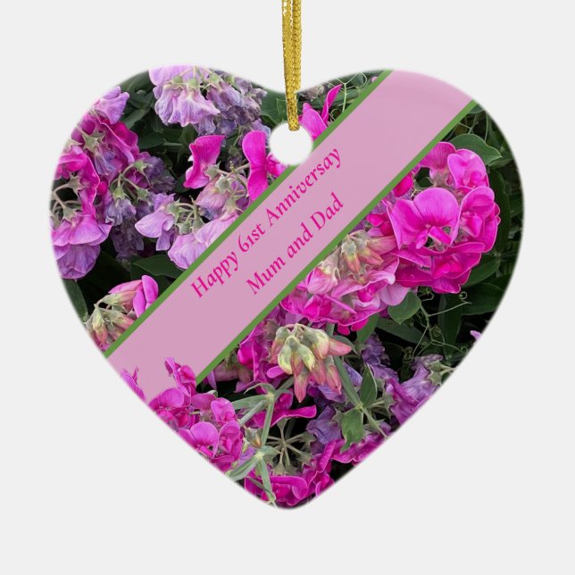 61:a Bröllop-årsdagen Julgransprydnad Keramik (Framsidan)