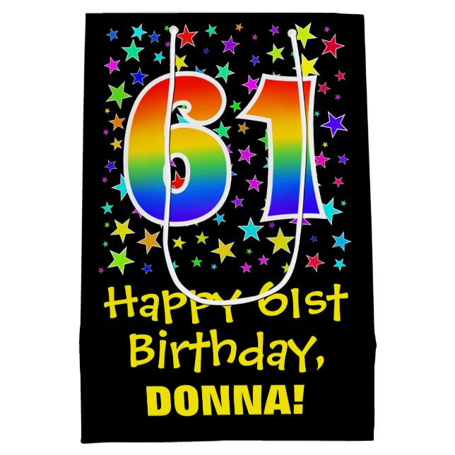 61:a födelsedag: Färga stjärnor Mönster och regnbå (Baksidan)