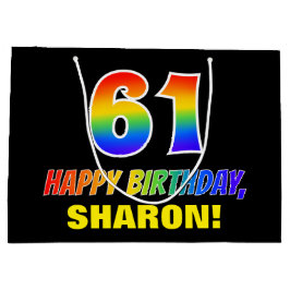 61:a födelsedag: fetstil, Roligt, enkel, regnbåge