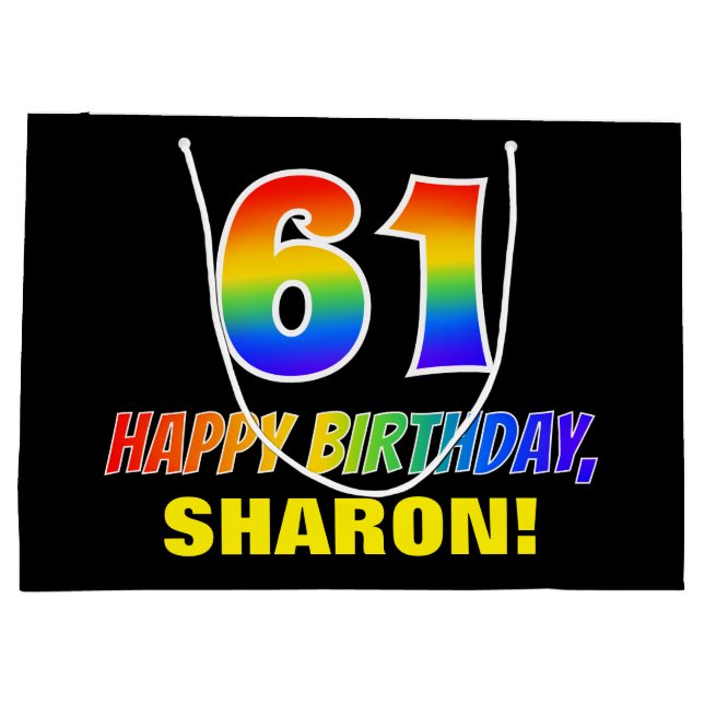 61:a födelsedag: fetstil, Roligt, enkel, regnbåge  (Baksidan)