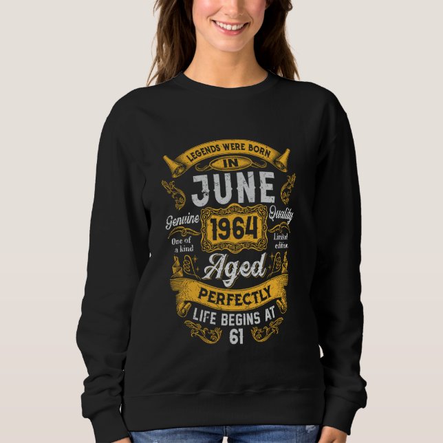 61:a födelsedag verkliga legender juni 1964 61 år  t shirt (Framsida)