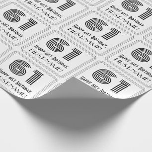 61:a födelsedagen: Art Deco Inspired Stil "61" + N Presentpapper