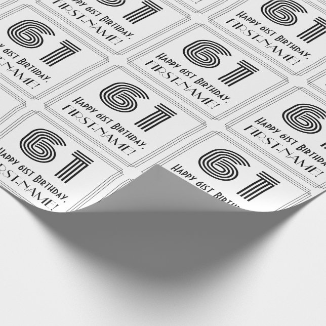 61:a födelsedagen: Art Deco Inspired Stil "61" + N Presentpapper (Hörn)