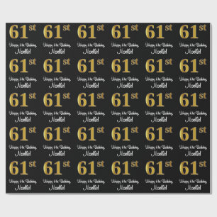 61:a födelsedagen: Elegant Luxurious Faux Guld Tit Presentpapper