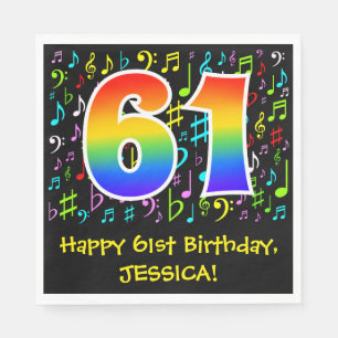 61:a födelsedagen - Färgstarka musiksymboler, regn Pappersservett