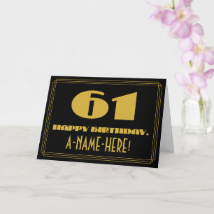 61:a födelsedagen: Namn + Art Deco Inspired Titta Kort