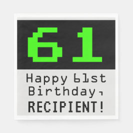 61:a födelsedagen - Nerdy/Geeky Stil "61" och Namn Pappersservett