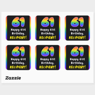 61:a födelsedagen: Rainbow Spectrum nr 61, Anpassa Fyrkantigt Klistermärke