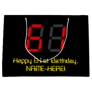 61:a födelsedagen: Red Digital Clock Stil "61" + N