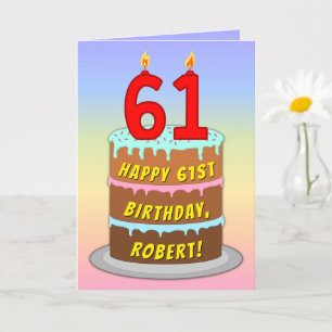 61:a födelsedagen - Roligt Cake & Candles, med ege Kort